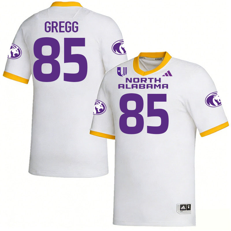 North Alabama Lions #85 Noah Gregg College Football Jerseys,Uniforms Stitched-White